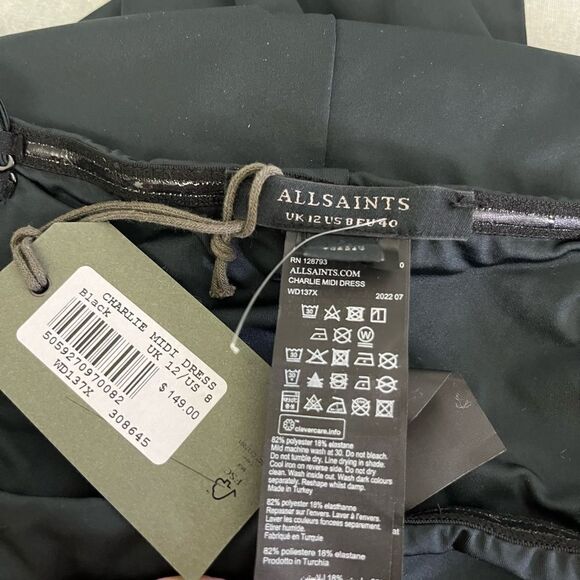 Allsaints Charlie Convertible Midi Dress NWT Size US 8 - Picture 8 of 13